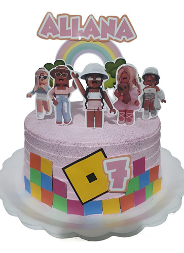 Topo De Bolo Topper De Bolo Pronto No Palito Roblox Menina