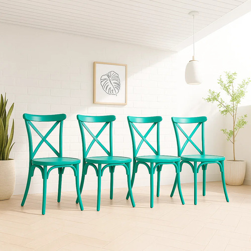 Pack 4 Sillas De Terraza O Comedor Crossback Danubio - Menta