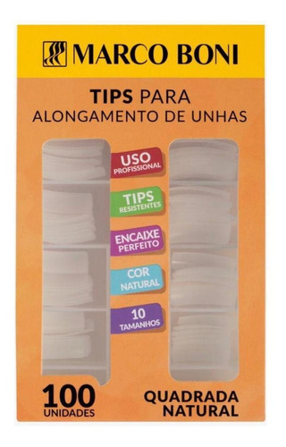 Kit Com 100 Tips De Alongamento De Unhas Quadrada Natural Cor Branco Liso