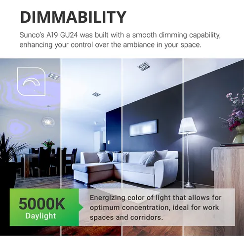 Bombilla Led Sunco A19 Gu24, 5000 K, Luz Diurna, Paquete De