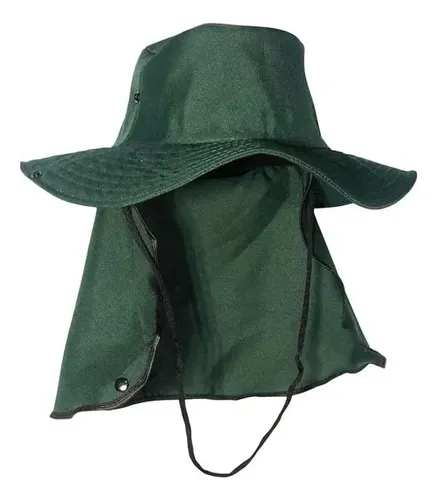 Chapéu Pescador Pesca Sol Australiano Proteção Nuca Pescoço Cor Verde-escuro Tamanho Un