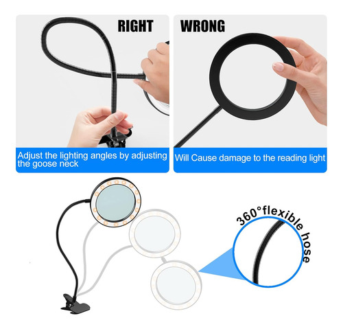 Lámpara De Vidrio De Lupa 10x Con Luz, Luz De Lupa Con Clip,