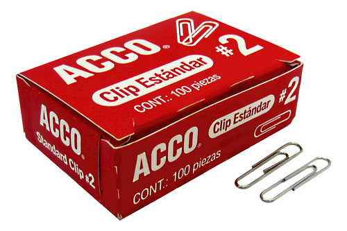 Clip Acco Estandar No-2 10 Cajas Con 100 Clips