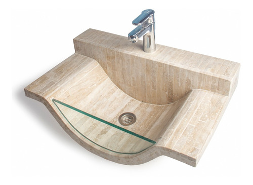 Bacha Marmol Travertino Artesanal Rectangular Baño Rustica *