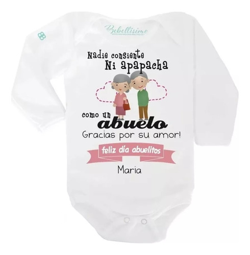 Body Para Bebé Personalizado Feliz Día De Los Abuelos Nombre