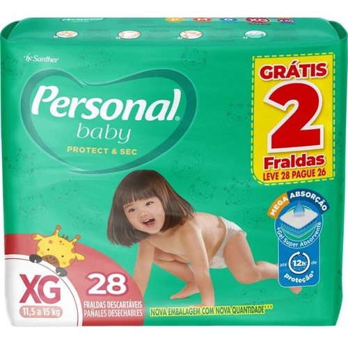 Fralda Personal Baby Protect & Sec - Tam. Xg - 28 Fraldas