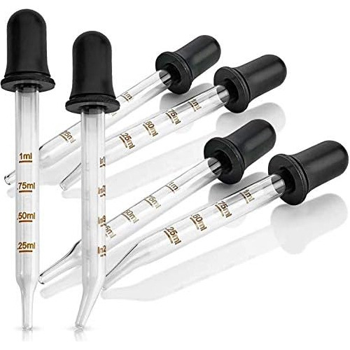 Eye Dropper 6pack, Bent & Straight Tip Calibrated Glass...
