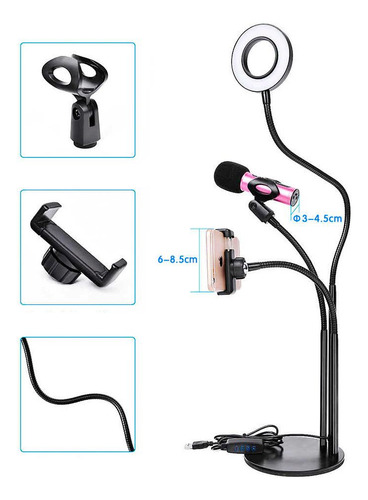 Soporte 3 En 1 Selfie Aro De Luz Led Para Live Stream/makeup
