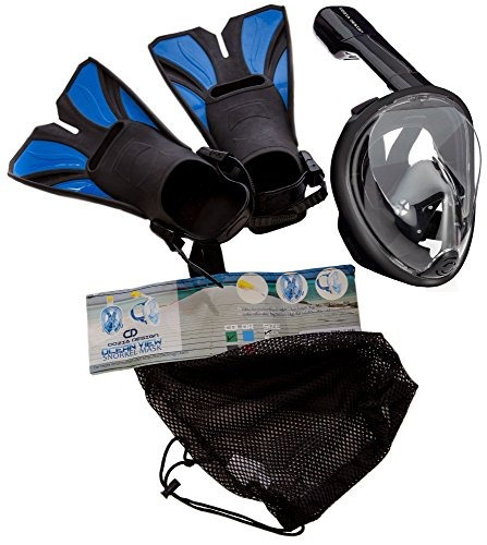 Imagen 2 de 6 de Conjunto De Máscara De Snorkel Con Vista Al Mar (negro, Gran