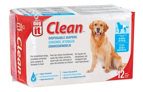 Pañales Para Perro Dogit Clean 12u 25-40kg Talla Xl/fauna 