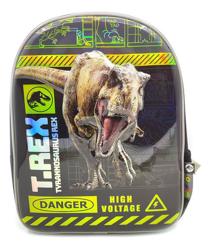 Jurassic world mochila 12  warning line t-rex espalda