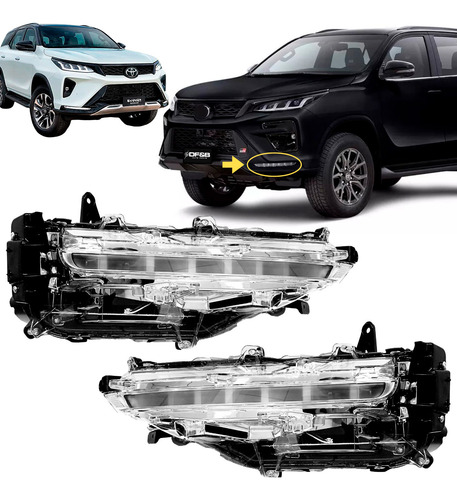 Par Farol + Seta Hilux Sw4 Led Drl 21 22 23 2024 Diamond
