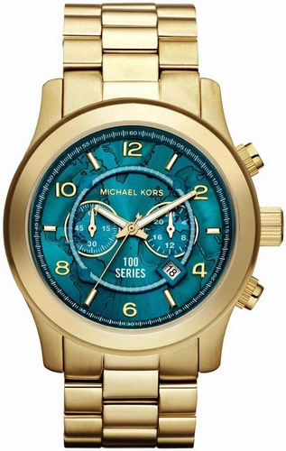 Relógio Michael Kors Mk8315 World Hunger Original Runway Cor da correia Dourado Cor do bisel Dourado Cor do fundo Turquesa