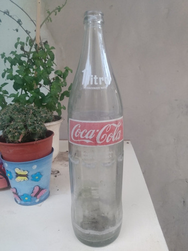 Botella Coca Cola De Vidrio 1 Litro 1 Sola Cara De Coleccion