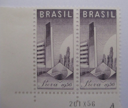 Imagem 1 de 3 de C9734 - Brasil - Selo Teste De 1956, Par Mint Raro