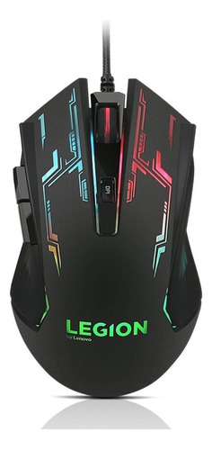 Mouse óptico para jogadores Lenovo Legion M200 2400 Dpi 500 Fps, cor preta