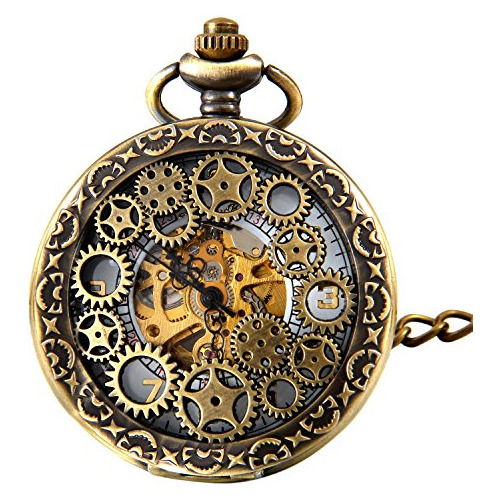 Steampunk Retro Reloj Media Cazador Engranaje De Cobre ...