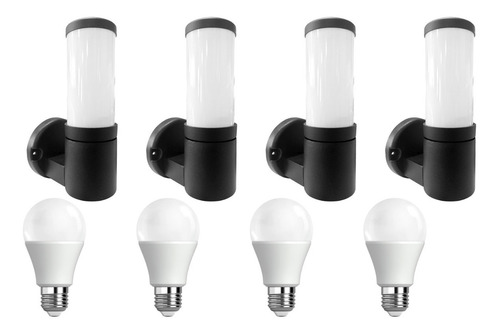 Combo Aplique Pared Exterior Farol 1 Luz Lampara Led 12w Dia