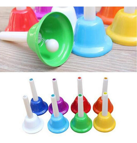 Juego De Campanas De Mano, Percusión Colorida, 8 Notas, Kit