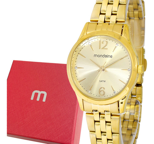 Relógio Mondaine Feminino Delicado Dourado Analógico Luxo Prova Dágua