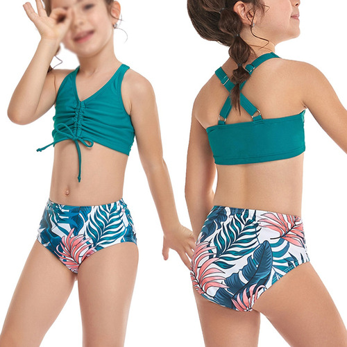 Traje Baño Damas Niñas Bikini De Cintura Alta Patrón