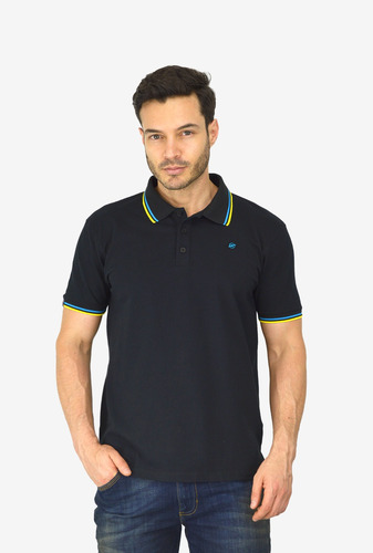 Camiseta Tipo Polo Para Hombre Negra Cp022