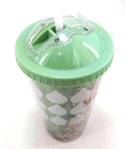 Imagen 5 de 8 de Vaso Termico Doble Capa Glitter Boquilla Rebatible 450 Ml