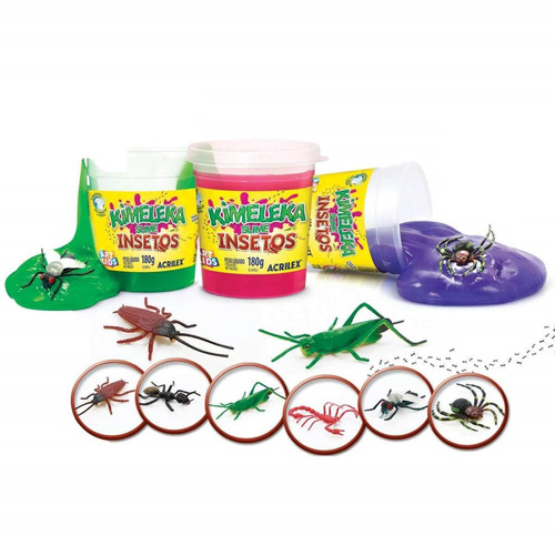 Brinquedo Kimeleka Slime Insetos Surpresa 180g Acrilex 05850