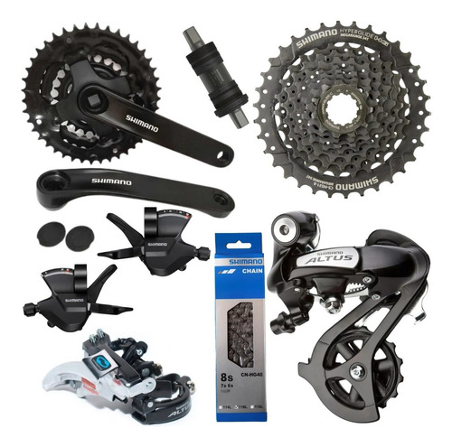 Grupo Kit  Relação Shimano 3x8v  24v Altus Index K7 11/34d 