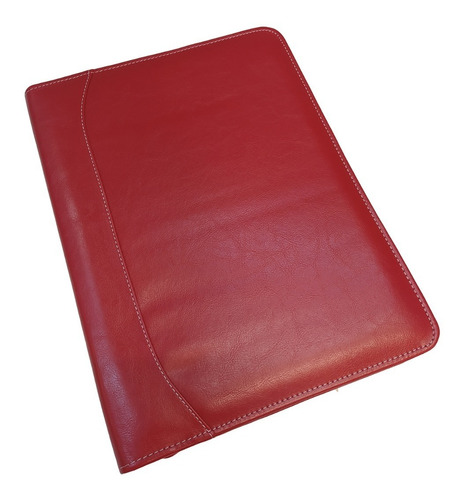 Carpeta Con Cierre Simil Cuero Rojo Para A4 674 Gm