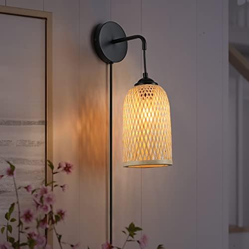 Lámparas De Pared De Mimbre Con Interruptor Para Sala De Est