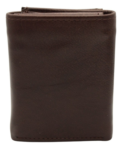 Cartera Hombre Piel Triple Identificación Grabado Láser Chocolate