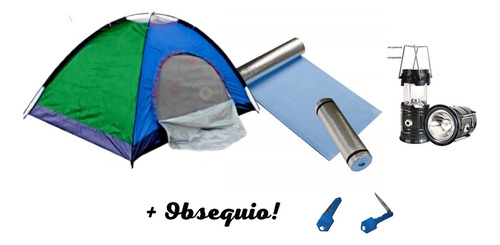  Carpa Camping 6 Personas+colchoneta+lampara Para Camping