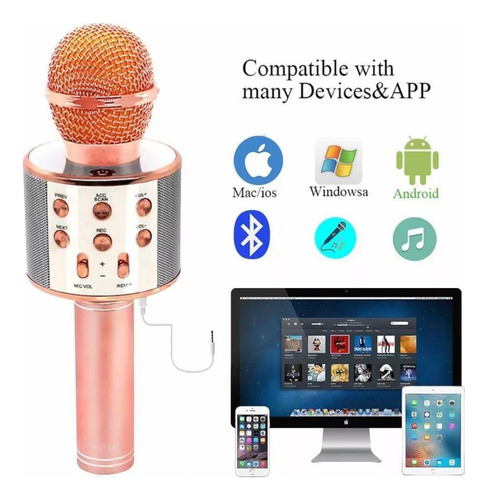 Micrófono Inalámbrico Bluetooth Altavoz Hifi Karaoke Recarga