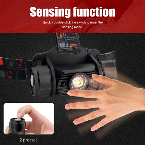 Linterna Frontal Led Con Sensor De Infrarrojos, Recargable P