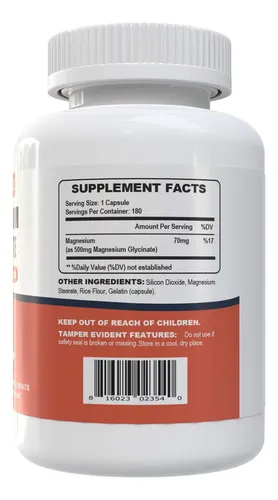 Glycinato De Magnesio De Nature4u 500mg, 100% Quelato Para S