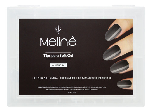 Meline Tips Para Soft Gel Uñas Almendra Ultra Delgados 120u