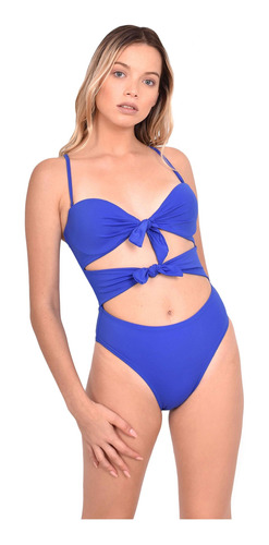Trikini Con Doble Nudo Color Azul