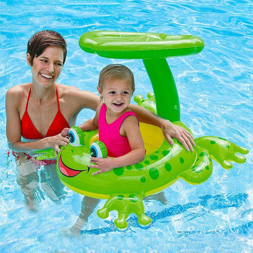 Flotador Colchoneta Juguete Inflable Intex Ranita C/techo