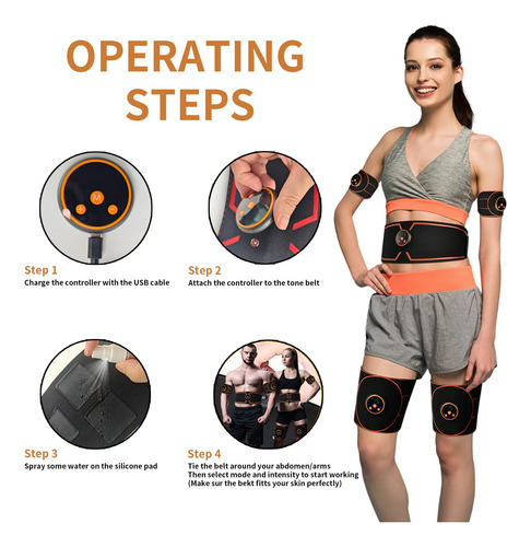 Estimulador Abd, Máquina Abdominal Tono Muscular Para Hogar Negro