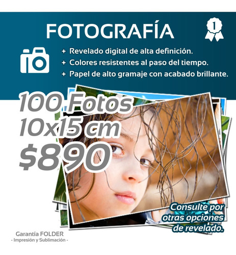 *** Revelado Digital 100 Fotos 10x15 - Folder ***