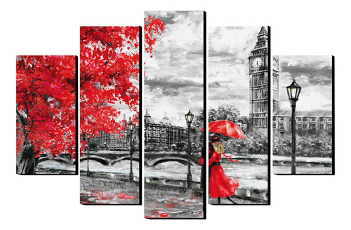 Cuadros Decorativos Paris Pareja Rojo Contraste