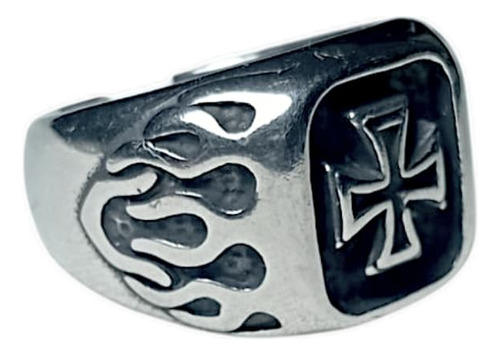 Anillos Cruz De Malta De Acero Quirúrgico Macizo Plateado 21