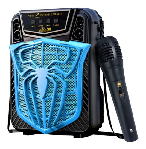 Parlante Portátil Bluetooth Spider Con Micrófono Negro/azul