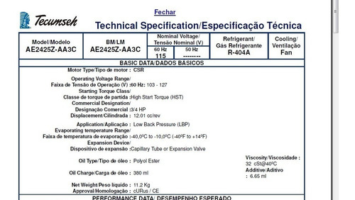 Imagen 4 de 5 de Compresor 3/4 Baja R404 220 Tecumseh Tienda Chacaito