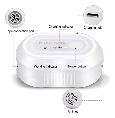 Limpiador Cpap Blanco/portátil Usb Charing Mini Limpieza