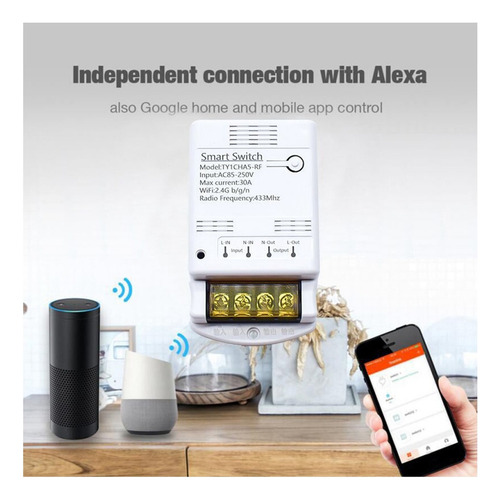 - Módulo De Relé Tuya Wifi 30a, 85-250 V, Interruptor