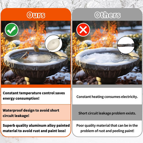 Bird Baths Calentador Para Exteriores Con Termostato Control