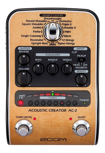 Pedal Guitarra Acústica Zoom Ac2 Con Afinador Preamp Usb