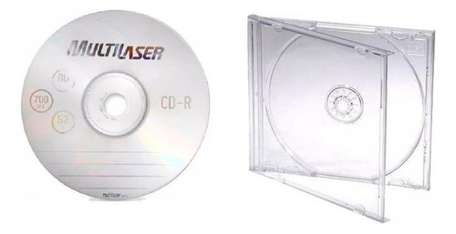 Kit Com 100 Cd Com Estojo Cd-r Multilaser De 52x